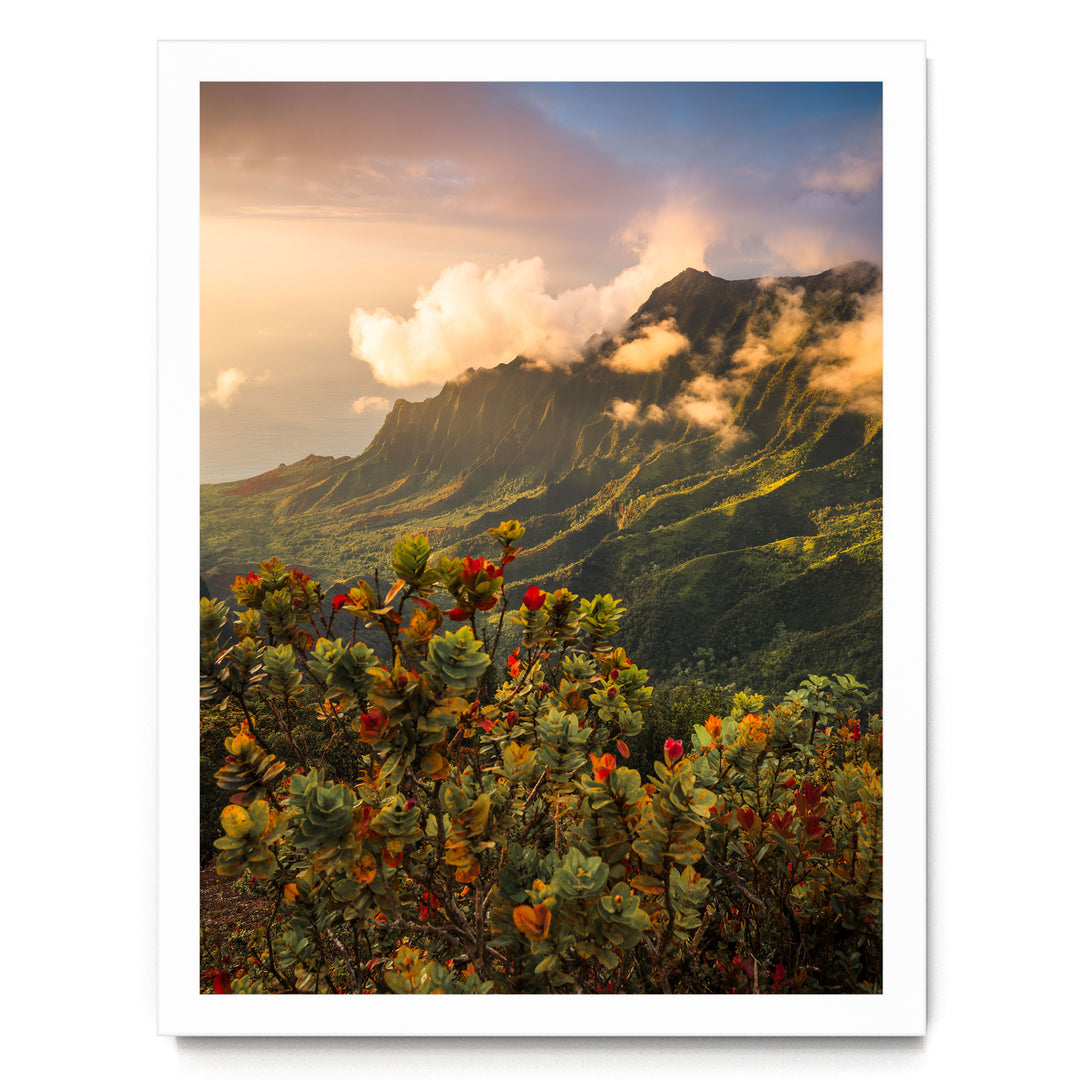 Hawaiian Dream II, Kalalau Valley, Kauai – fine art print in a white frame, no mat
