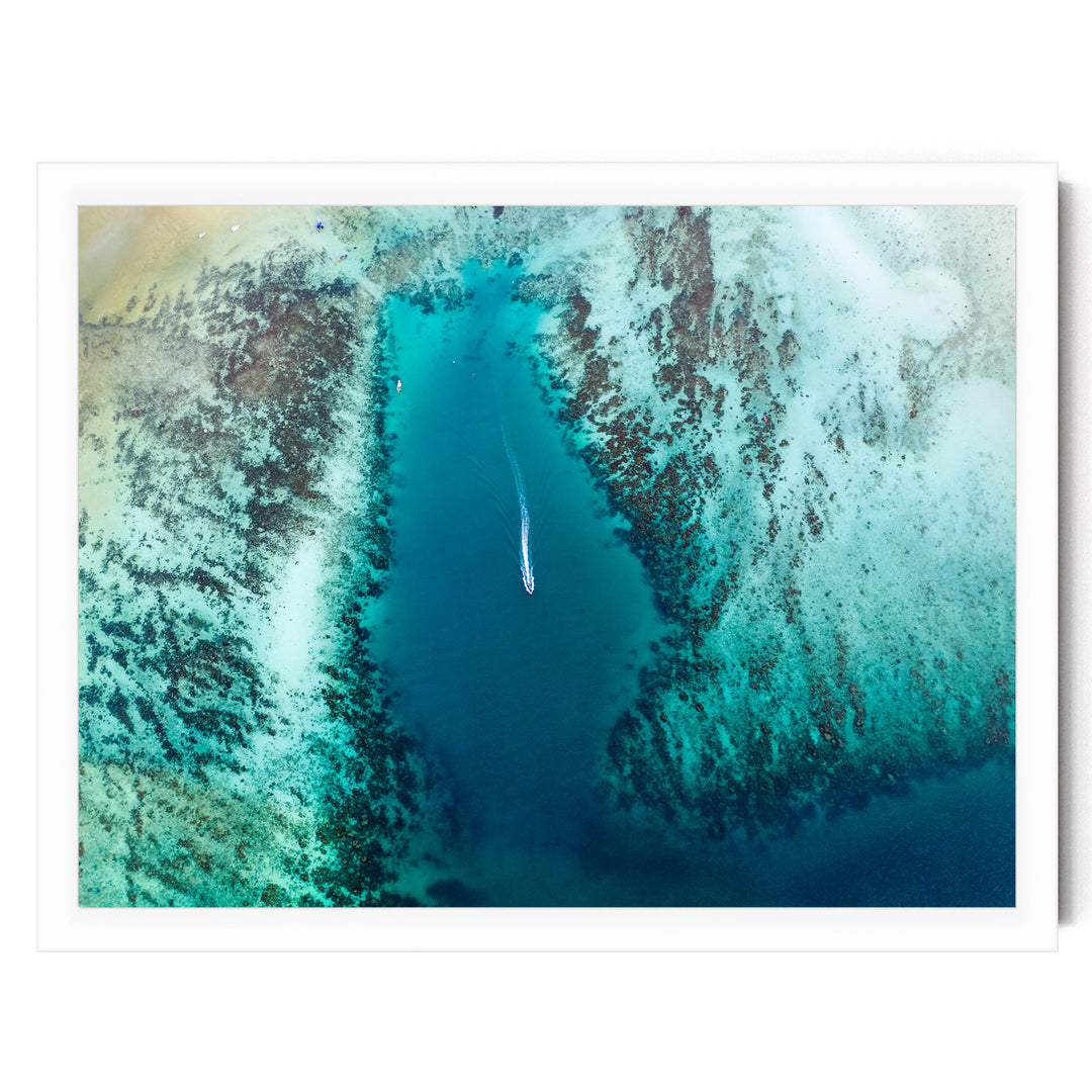 Tropical Sea Aerial, South-East Asia – fine art print in a white frame, no mat