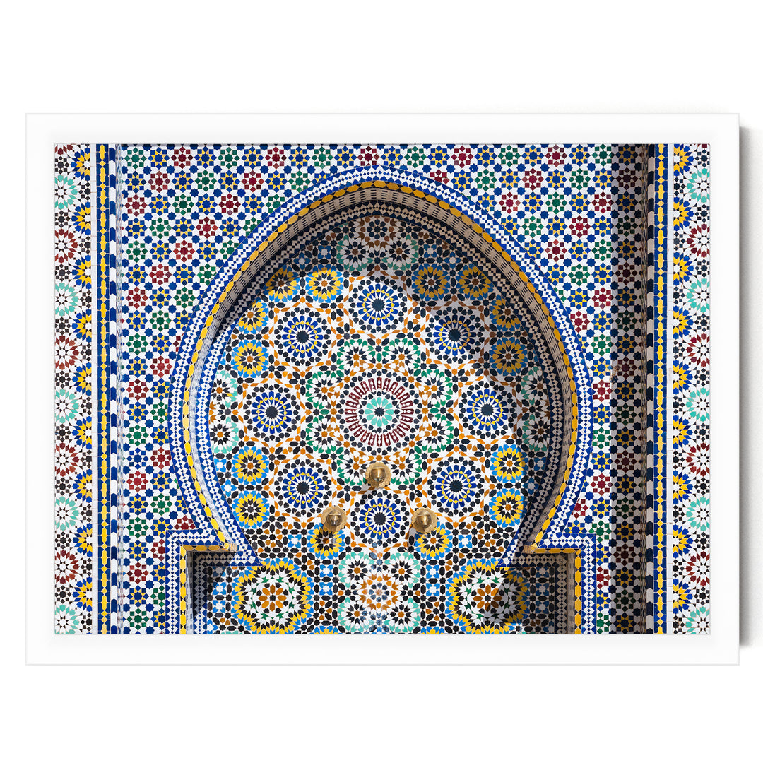 Mosaic Fountain II, Meknes, Morocco – fine art print in a white frame, no mat