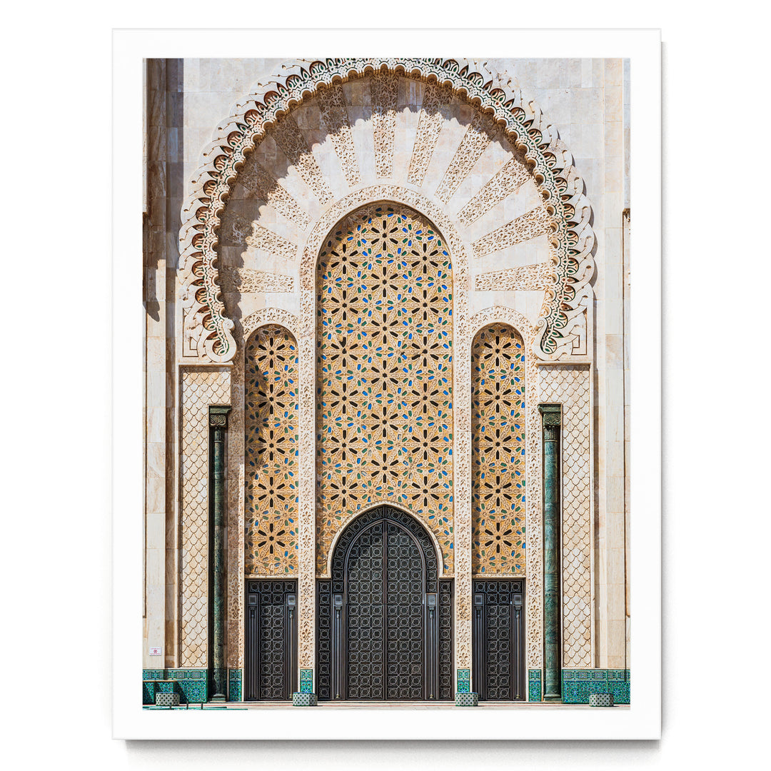 Moroccan Portal, Hassan II Mosque, Casablanca – fine art print in a white frame, no mat