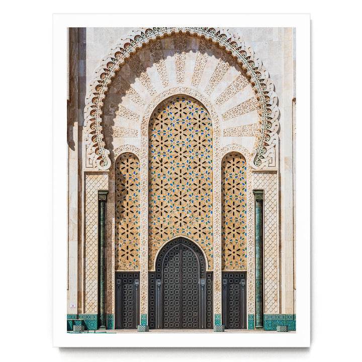 Moroccan Portal, Hassan II Mosque, Casablanca – fine art print in a white frame, no mat