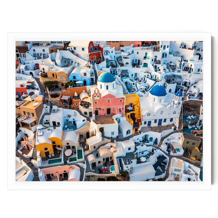 Santorini Colors, Oia, Greece – fine art print in a white frame, no mat