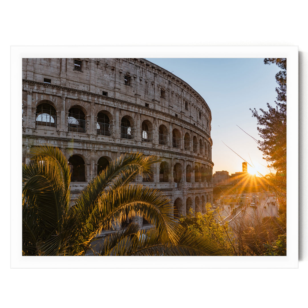 Colosseum at Sunset I, Rome, Italy – fine art print in a white frame, no mat