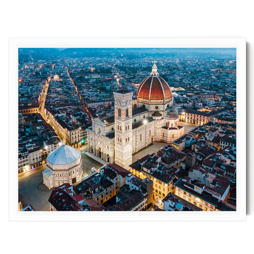 Night in Florence, Tuscany, Italy – fine art print in a white frame, no mat