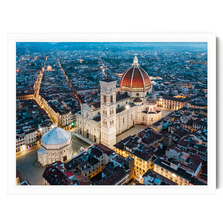 Night in Florence, Tuscany, Italy – fine art print in a white frame, no mat