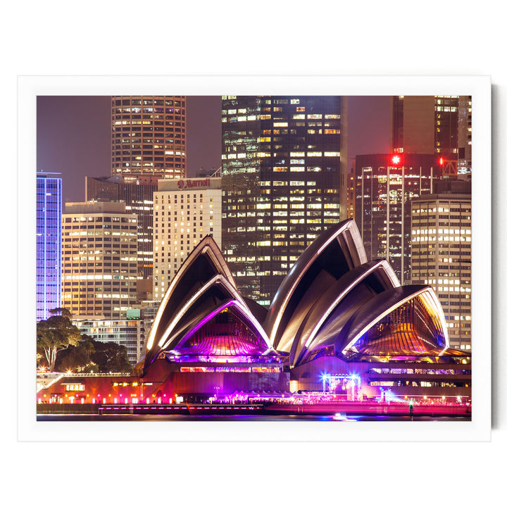 Night at the Opera House, Sydney, Australia – fine art print in a white frame, no mat