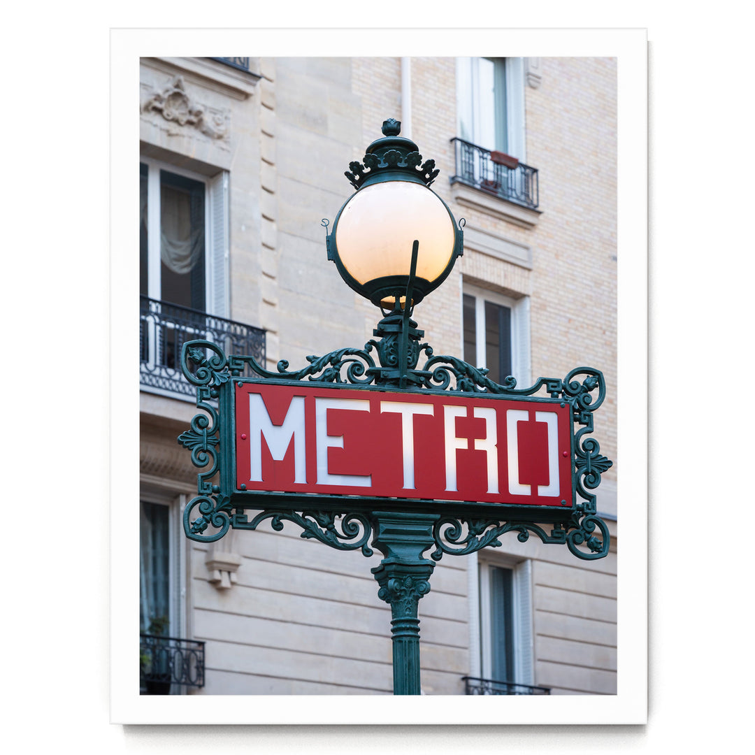 Metro Sign, Paris I, France – fine art print in a white frame, no mat