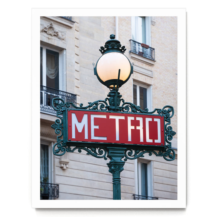 Metro Sign, Paris I, France – fine art print in a white frame, no mat