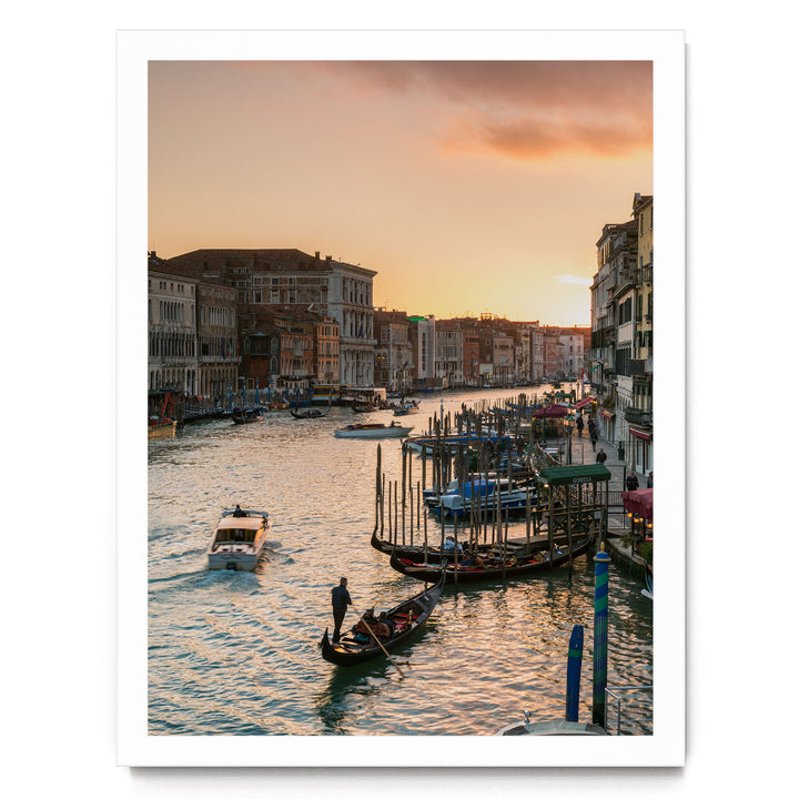 Grand Canal at Sunset, Venice, Italy – fine art print in a white frame, no mat