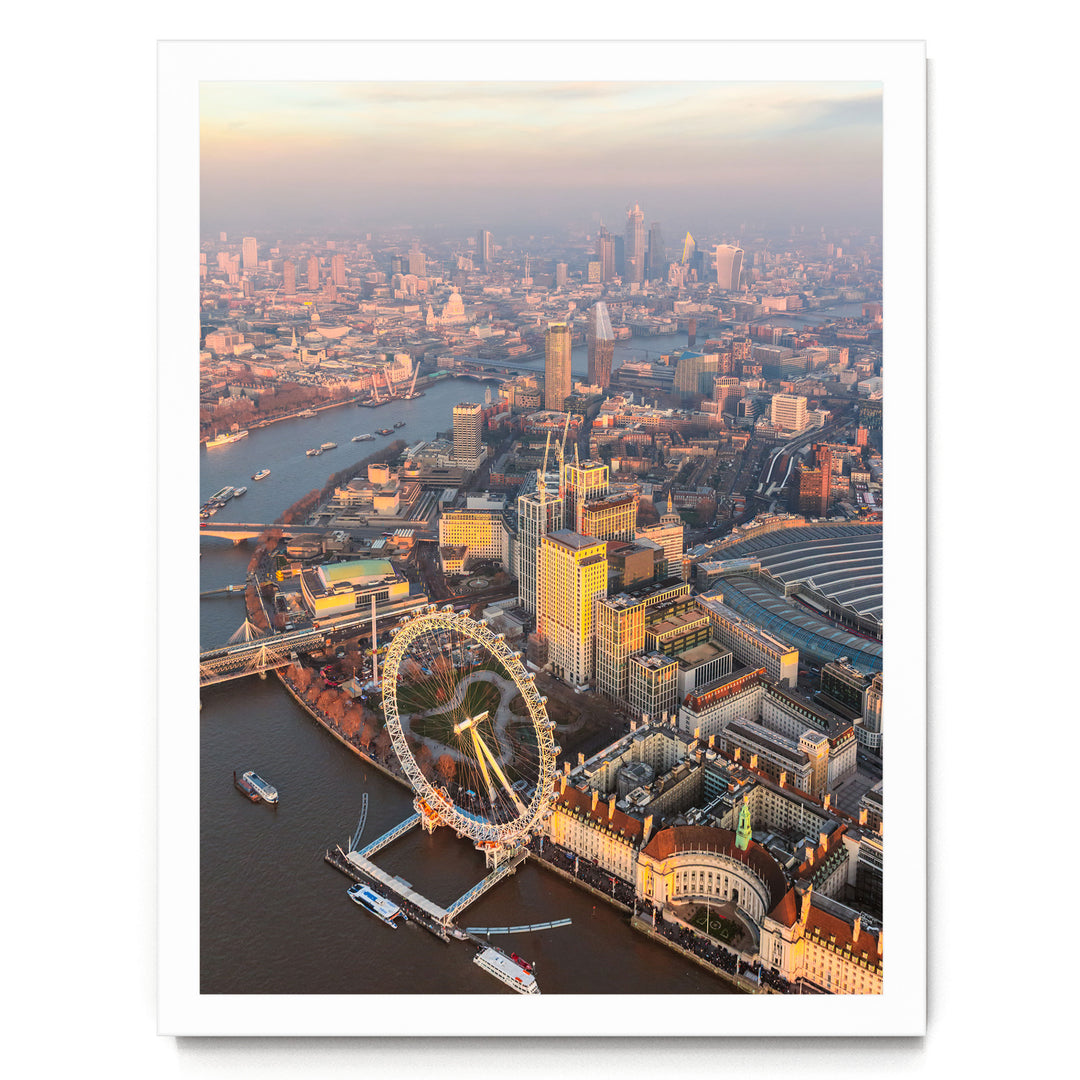 London Aerial I, England – fine art print in a white frame, no mat