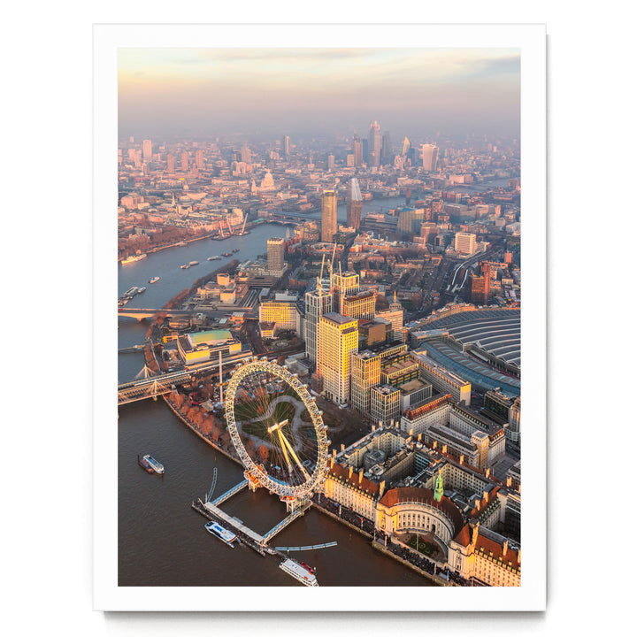 London Aerial I, England – fine art print in a white frame, no mat