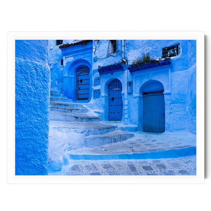 In the Streets of Chefchaouen, Morocco – fine art print in a white frame, no mat
