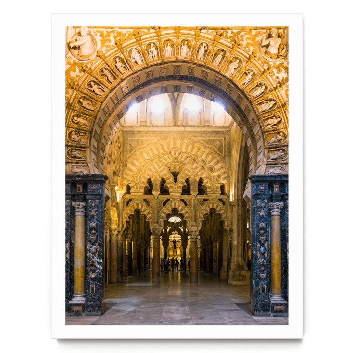 Moorish Arches III, Mezquita, Córdoba, Spain – fine art print in a white frame, no mat