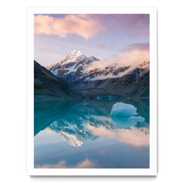 Mount Cook I, New Zealand – fine art print in a white frame, no mat