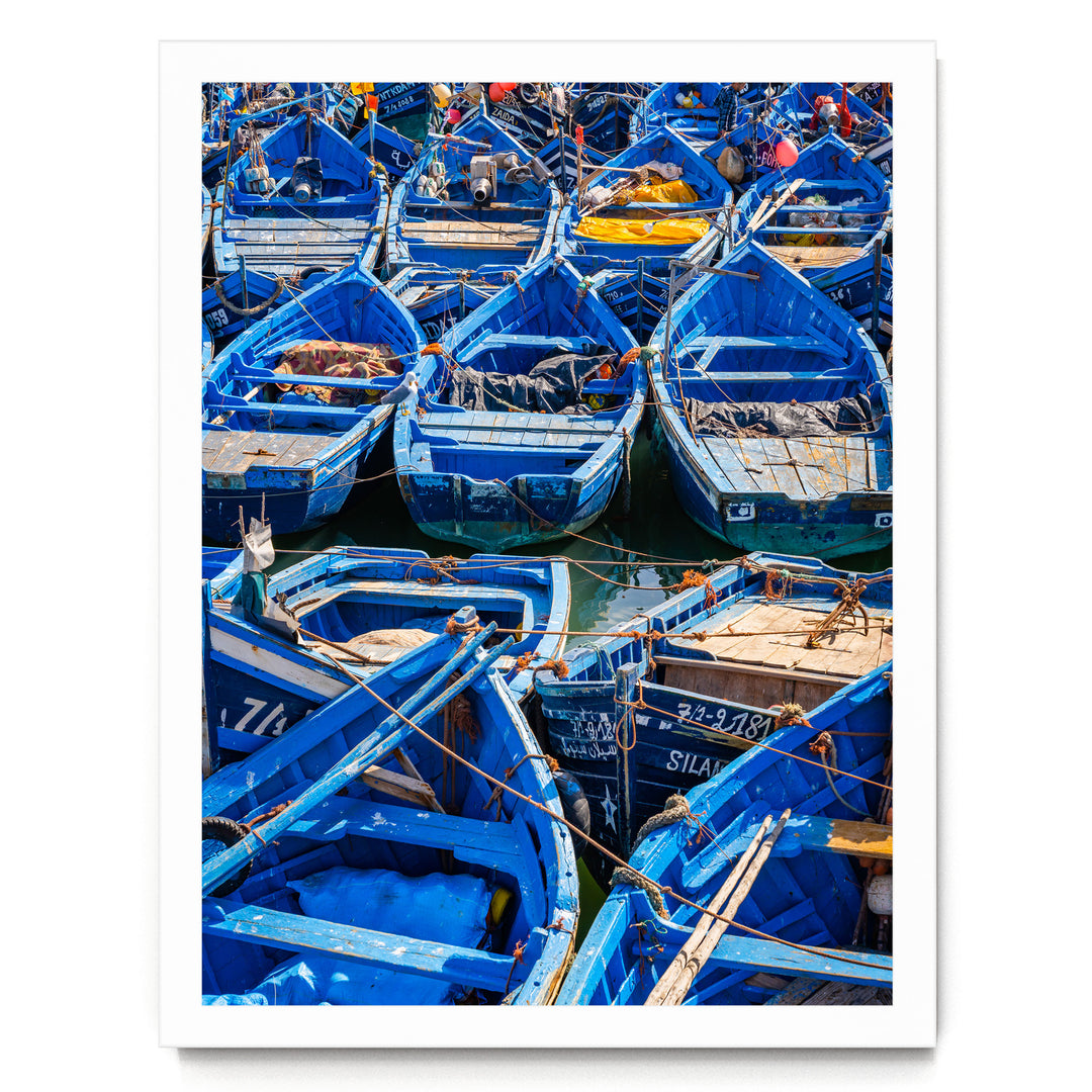 Fishing Boats, Essaouira, Morocco – fine art print in a white frame, no mat
