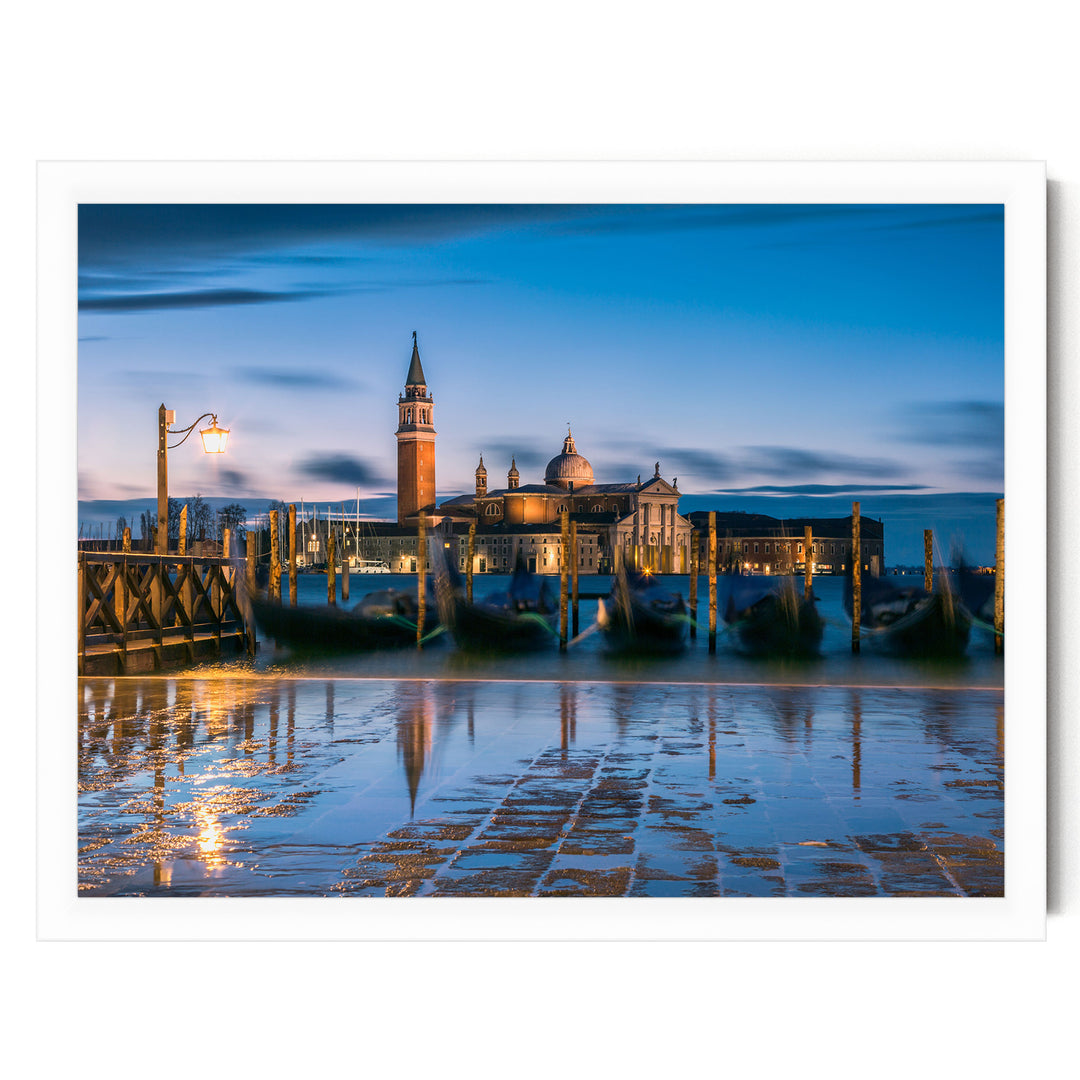 San Marco at Blue Hour, Venice, Italy – fine art print in a white frame, no mat