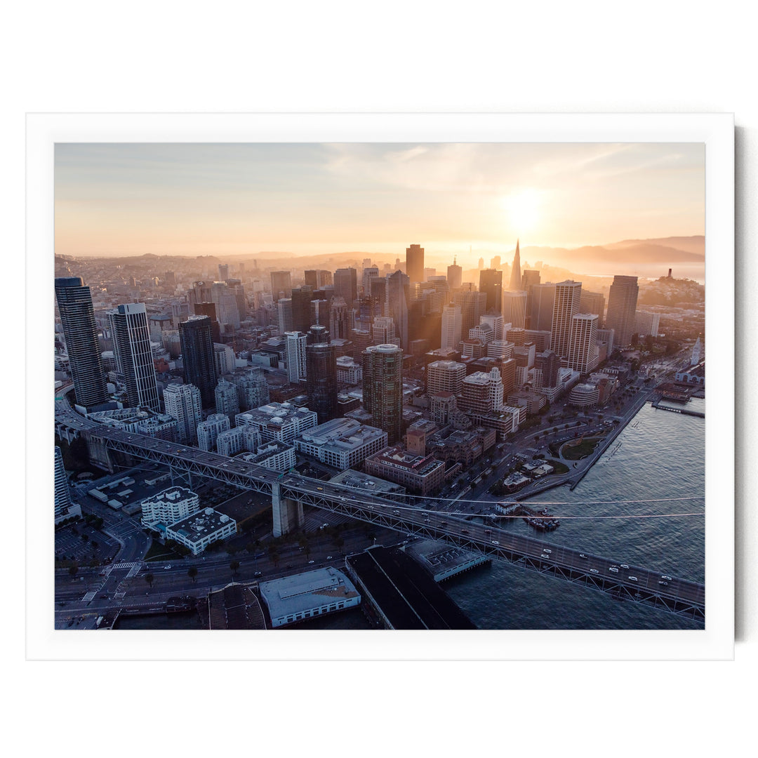 Last Light over San Francisco, California – fine art print in a white frame, no mat