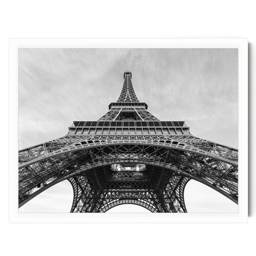 Under the Eiffel Tower, Paris, France – fine art print in a white frame, no mat