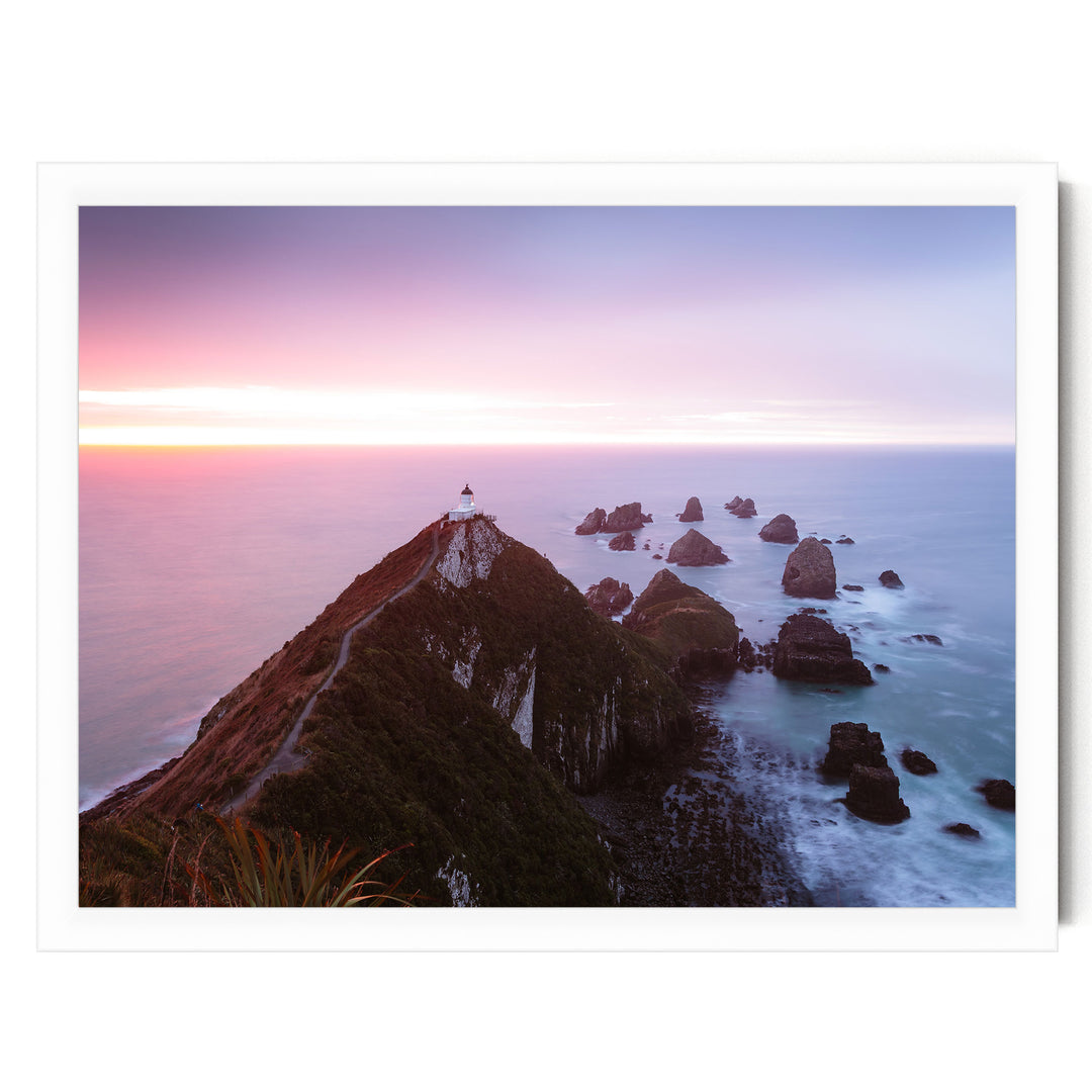 Nugget Point, New Zealand – fine art print in a white frame, no mat