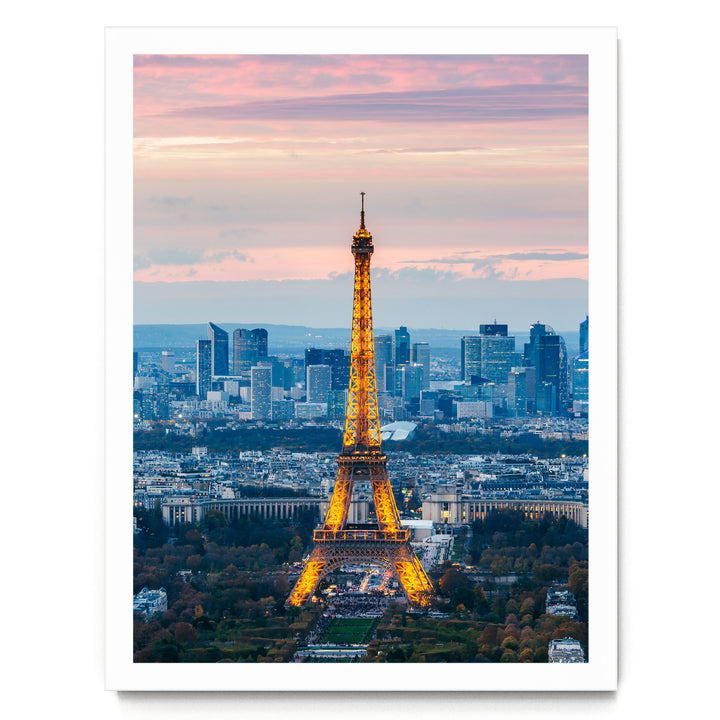 Eiffel Tower at Sunset, Paris, France – fine art print in a white frame, no mat