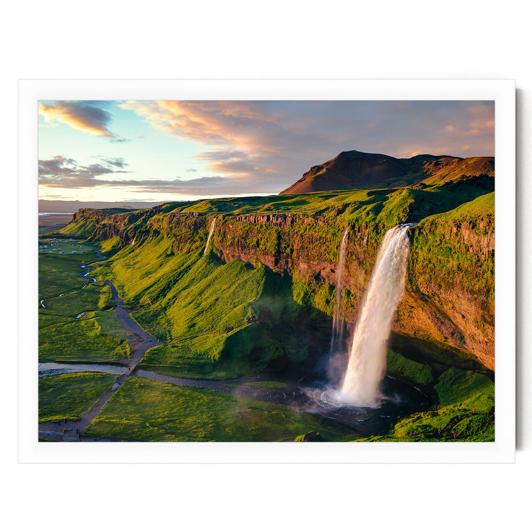 Seljalandsfoss Waterfall, Iceland – fine art print in a white frame, no mat