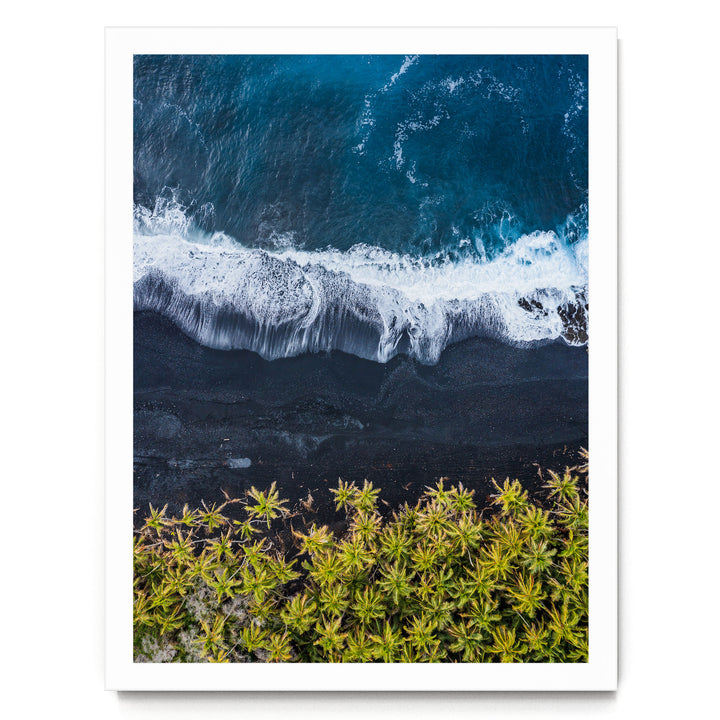 Black Beach, Big Island, Hawaii – fine art print in a white frame, no mat