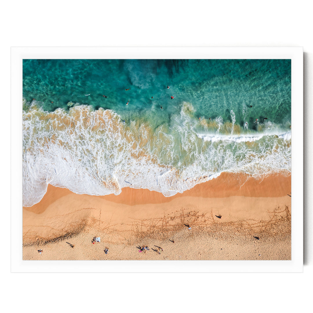 Hawaiian Beach, Oahu, Hawaii – fine art print in a white frame, no mat
