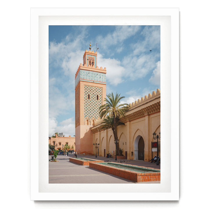 Moulay El Yazid Mosque, Marrakesh, Morocco – fine art print in a white frame with white mat