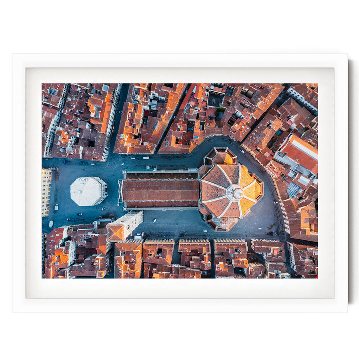 Florence from the Top, Tuscany, Italy – fine art print in a white frame with white mat