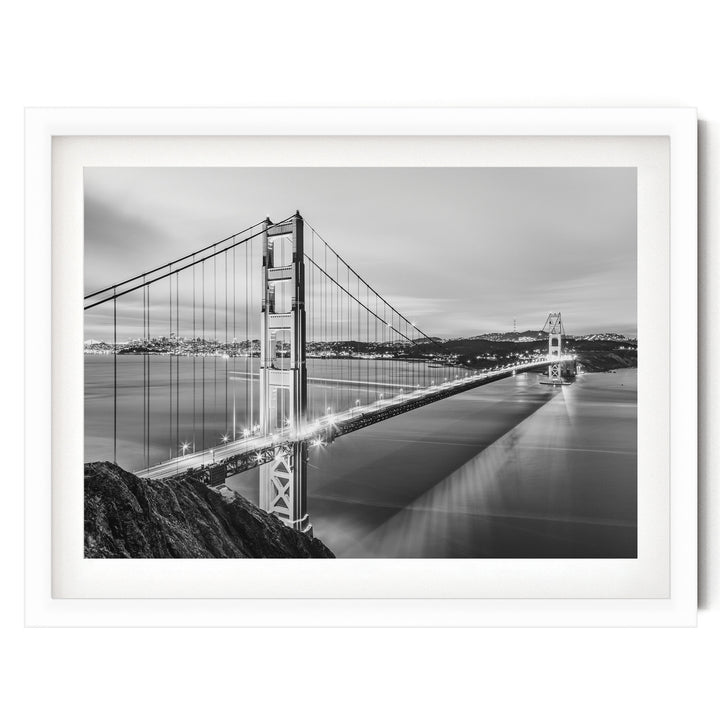 Dawn at the Golden Gate I, San Francisco, California – fine art print in a white frame with white mat