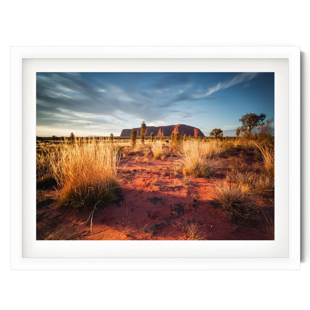 Uluru at Sunset II, Northern Territory, Australia – fine art print in a white frame with white mat