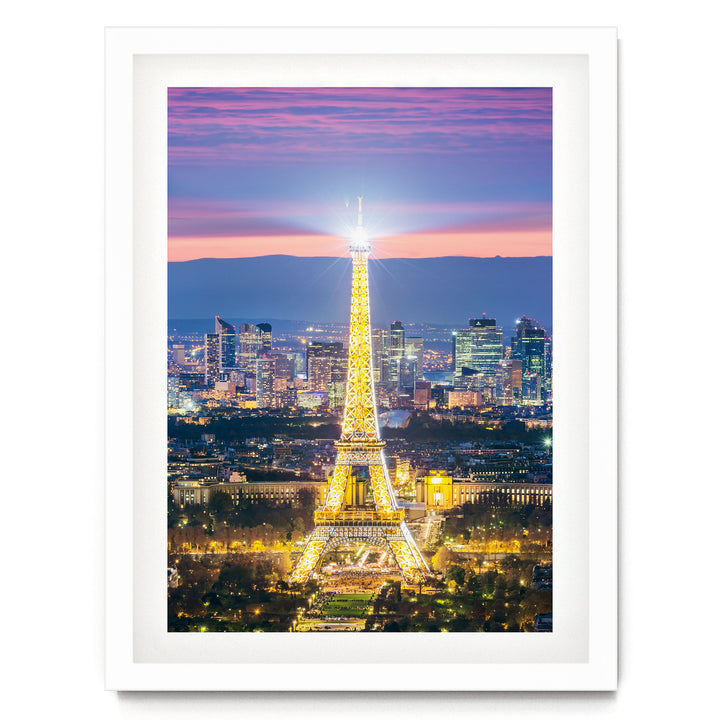 Night in Paris II, France – fine art print in a white frame with white mat