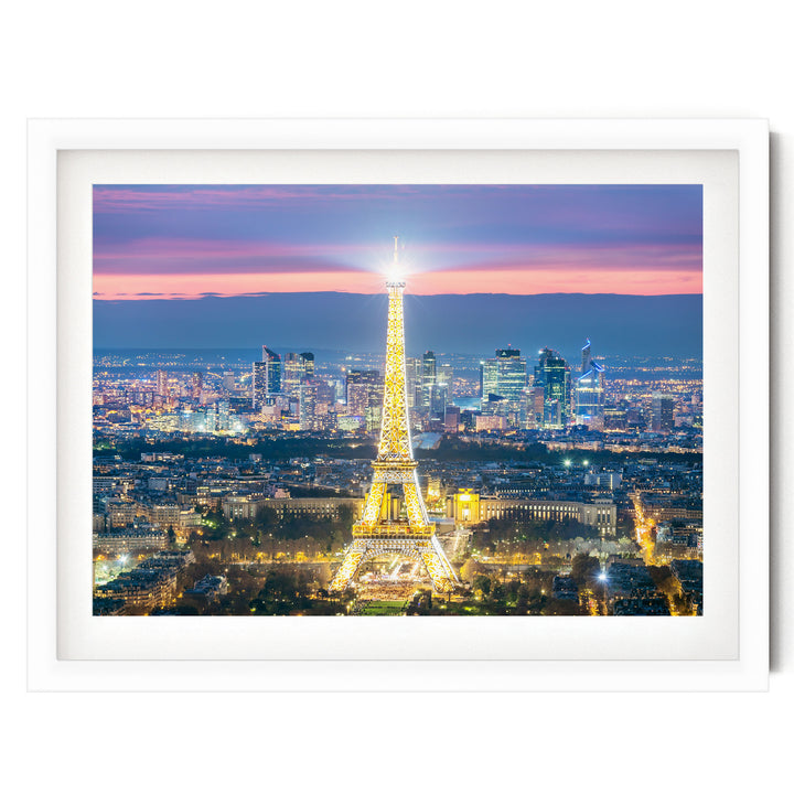 Night in Paris I, France – fine art print in a white frame with white mat