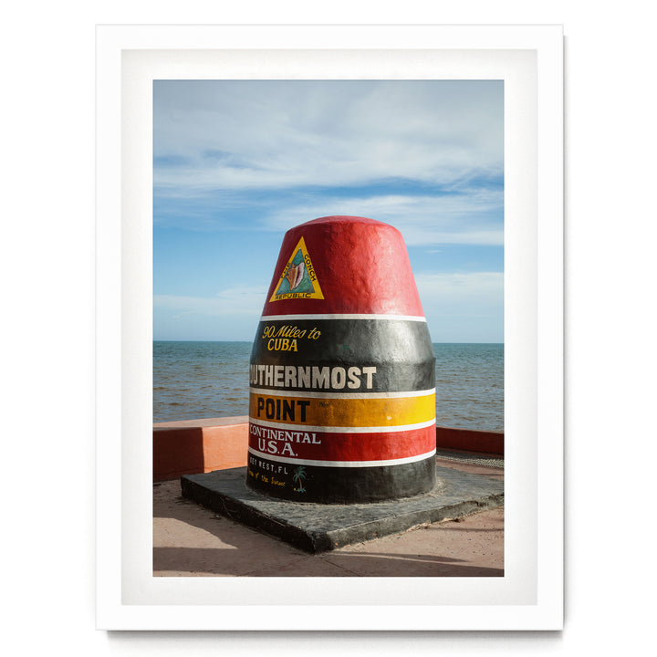Southernmost Point, Key West, Florida, USA – fine art print in a white frame with white mat