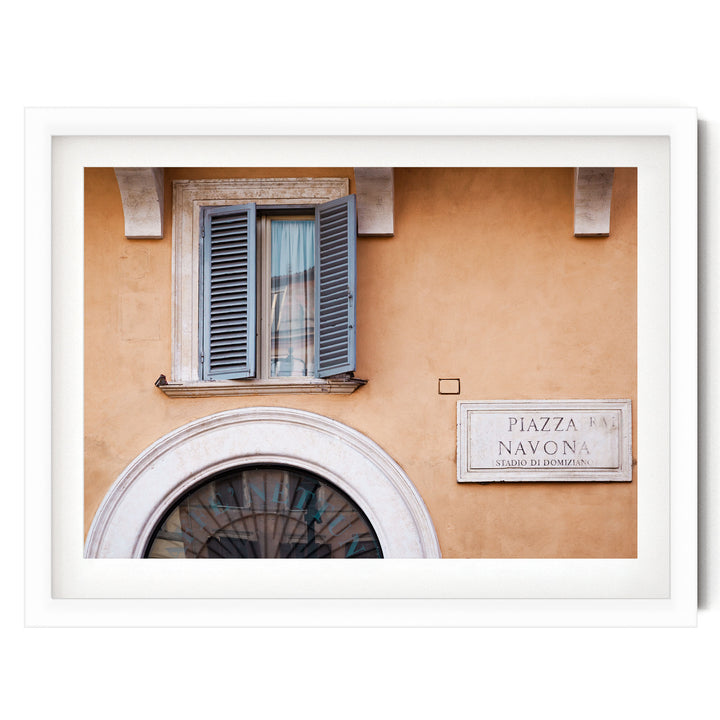 Piazza Navona, Rome, Italy – fine art print in a white frame with white mat