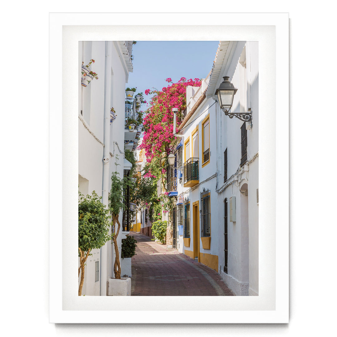 Summer Memories, Marbella, Spain – fine art print in a white frame with white mat