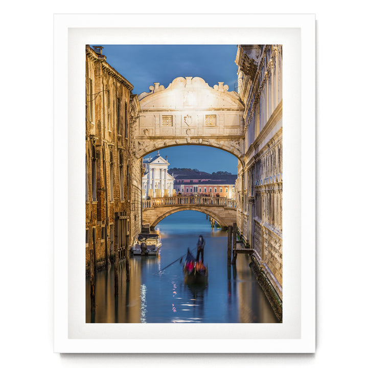 Bridge of Sighs, Venice, Italy – fine art print in a white frame with white mat