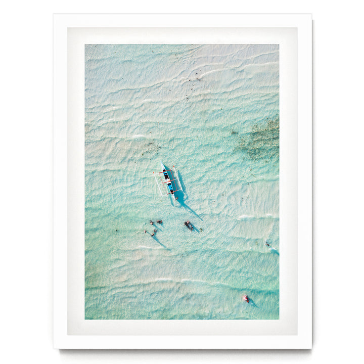 In the Turquoise Sea, Indian Ocean – fine art print in a white frame with white mat