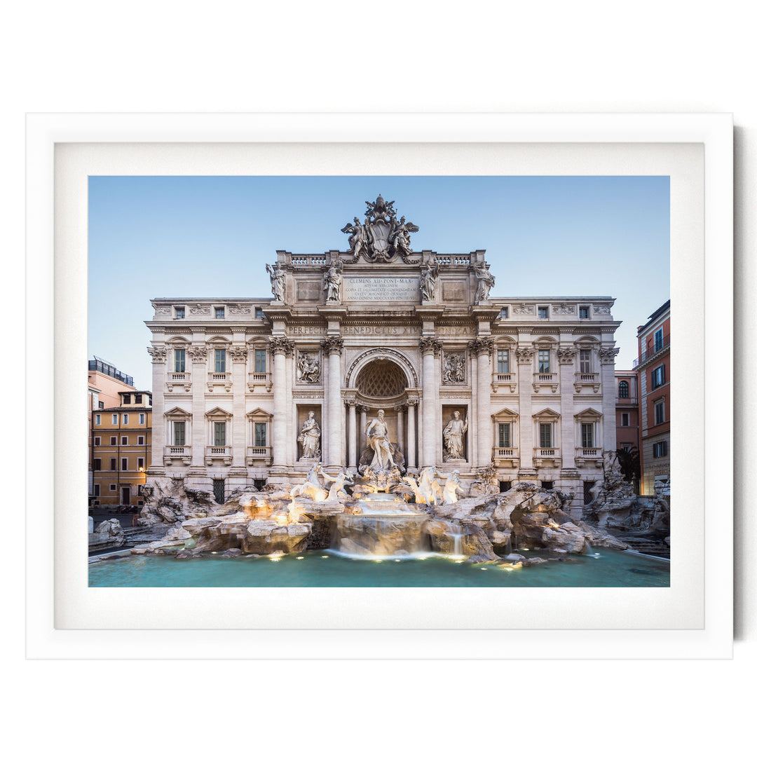 Trevi Fountain, Rome, Italy – fine art print in a white frame with white mat