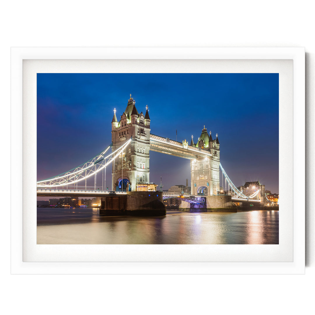 Tower Bridge, London, England – fine art print in a white frame with white mat