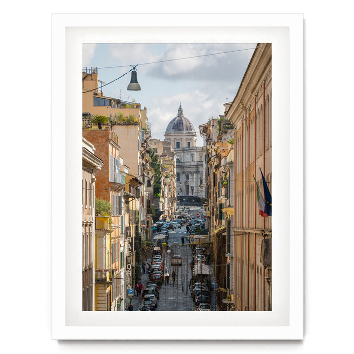 Monti Quarter, Rome, Italy – fine art print in a white frame with white mat