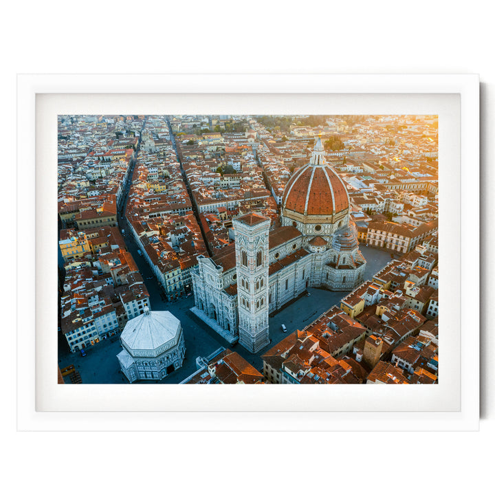 Florence Cathedral II, Tuscany, Italy – fine art print in a white frame with white mat