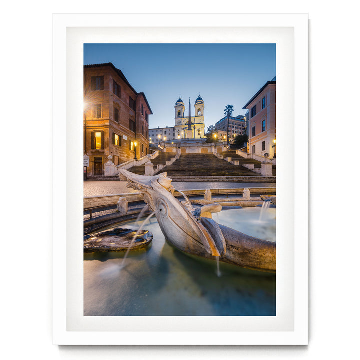 Spanish Steps, Rome II, Italy – fine art print in a white frame with white mat