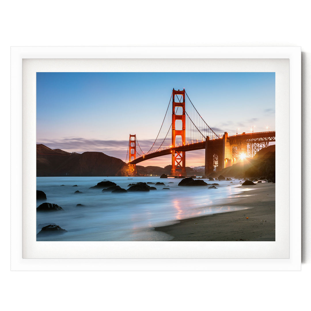 Iconic Golden Gate I, San Francisco, California – fine art print in a white frame with white mat