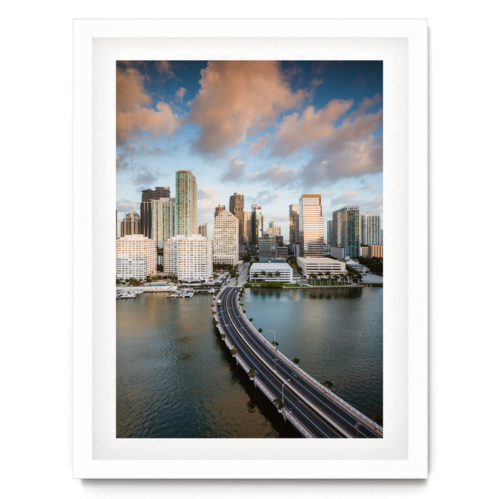 Miami Skyline II, Florida, USA – fine art print in a white frame with white mat