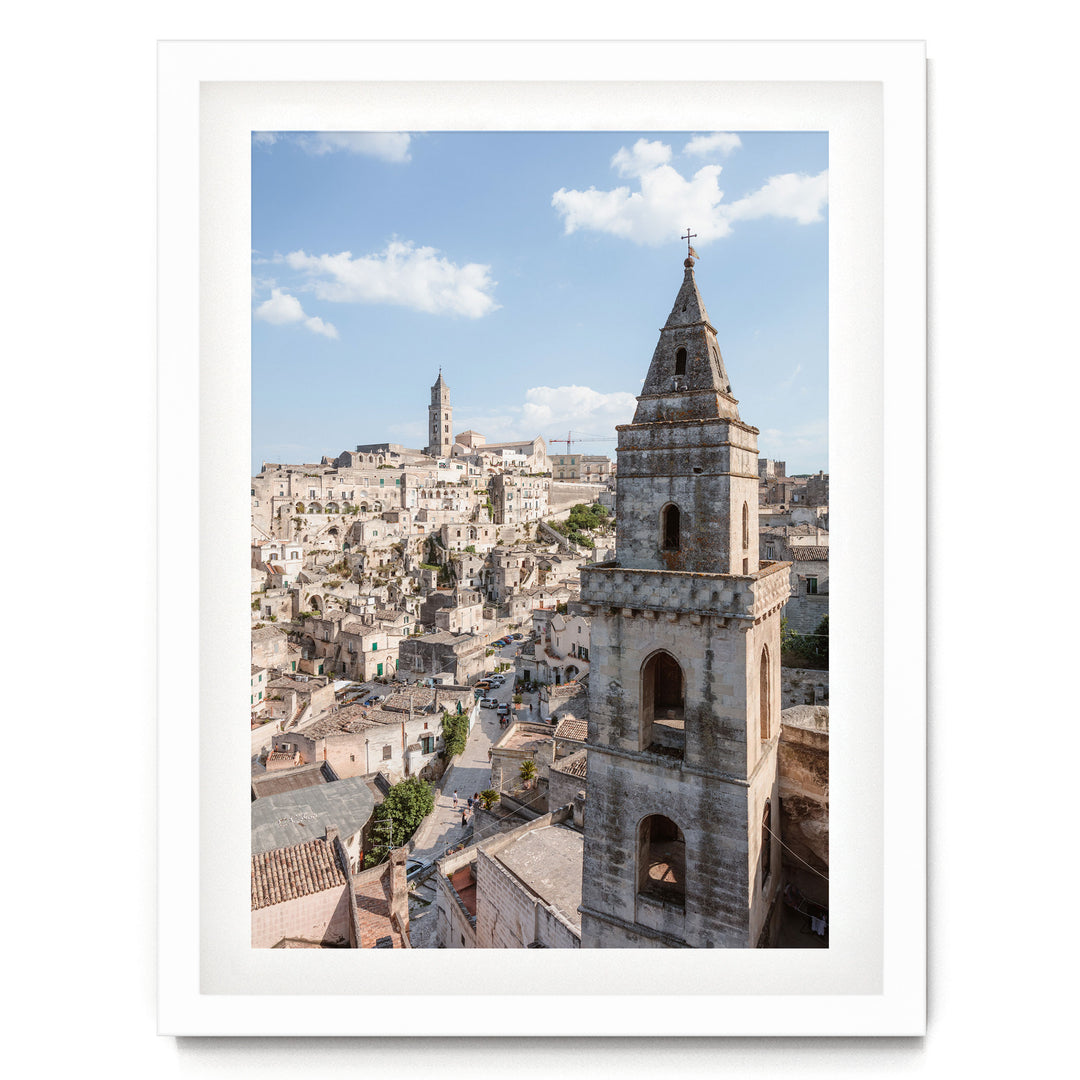 Old Town, Sassi di Matera, Italy – fine art print in a white frame with white mat