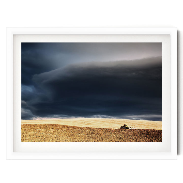 Incoming Storm, Tuscany, Italy – fine art print in a white frame with white mat
