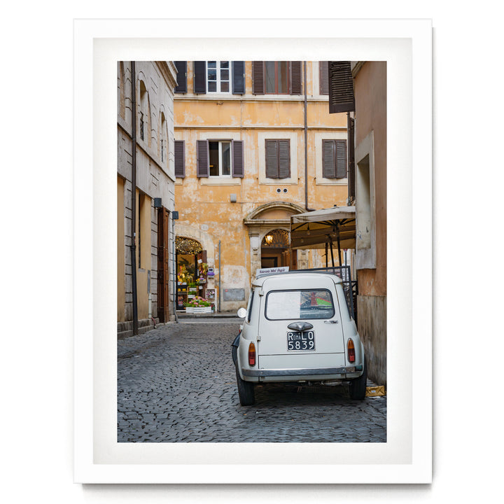 Alleys of Rome III, Italy – fine art print in a white frame with white mat