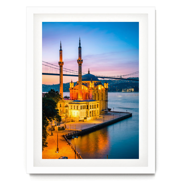 Dawn in Istanbul, Turkey – fine art print in a white frame with white mat