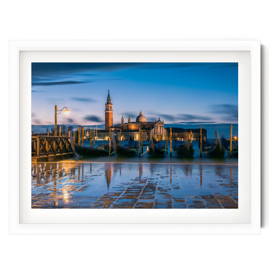 San Marco at Blue Hour, Venice, Italy – fine art print in a white frame with white mat